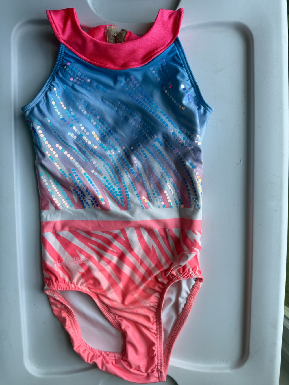 Youth medium pink and blue leotard